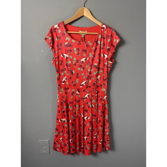 NWT LINDY BOP Womens Size 10 US/UK 14 Primrose Dress Cherry Pie Print Red Pinup - Picture 1 of 7